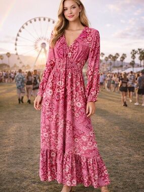 japna pink dress Japna | Dresses | Japna Tie Dye Multicolor Pink Blue Maxi Dress Smocked  Back Rayon Sleveless Xs